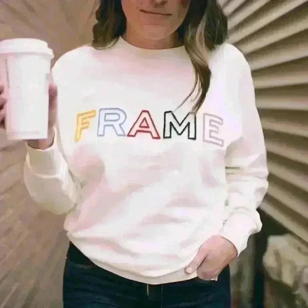 FRAME Embroidered Logo Raglan Pullover Sweatshirt - Picture 3 of 16